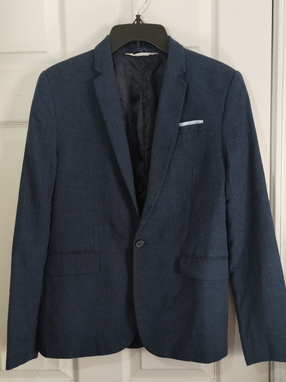 Boy's H&M Dark Navy Linen Blend Single-Button Blazer